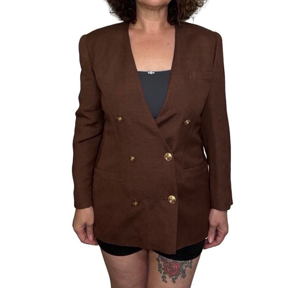 Vintage Giorgio Sant' Angelo Chocolate Brown, Double-Breasted Jacket. - Picture 5 of 10